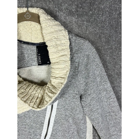 Dolan T-Shirt Knit Cowl Neck Asymmetrical Full Zip‎ Crop Sweater Womens XS Gray - Picture 5 of 16